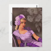 Sheila - 1940年代の夕べ衣服(薄紫とトープ) ポストカード (正面/裏面)