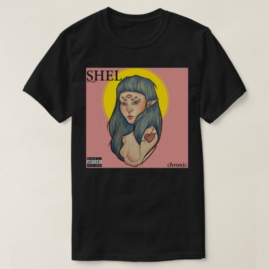 "Shel -慢性の"黒いティー Tシャツ (デザイン正面)