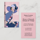Shelbyのピンクおよび青の20年代のアールデコの女性 名刺 (正面/裏面)