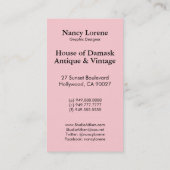 Shelbyのピンクおよび青の20年代のアールデコの女性 名刺 (裏面)