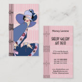 Shelbyのピンクおよび青の30年代の女性 名刺 (正面/裏面)