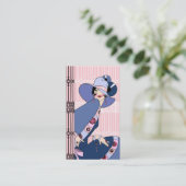 Shelbyのピンクおよび青の30年代の女性 名刺 (スタンド正面)