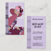 Shelbyのラベンダーおよびワインの30年代の女性 名刺 (正面/裏面)