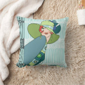 Shelbyの水およびティール（緑がかった色）の20年代の女性 クッション (ブランケット)