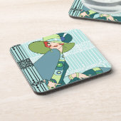 Shelbyの水およびティール（緑がかった色）の20年代の女性 コースター (左側)