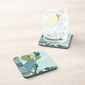 Shelbyの水およびティール（緑がかった色）の20年代の女性 コースター (右側)