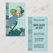 Shelbyの水およびティール（緑がかった色）の30年代の女性 名刺 (正面/裏面)