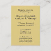 Shelbyの黄色およびオリーブの20年代のアールデコの女性 名刺 (裏面)