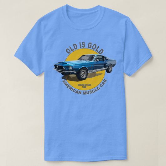 Shelby 500 American Muscle 60s 70s Old is金ゴールド Tシャツ (デザイン正面)
