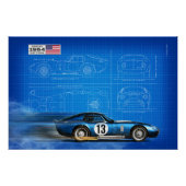 shelby Daytona Coupe Blueprint ポスター (正面)