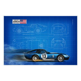 shelby Daytona Coupe Blueprint ポスター
