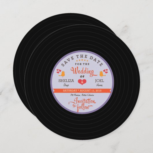 Shelizaの場合:レトロレコードOrange Sky Blue セーブザデート (正面/裏面)