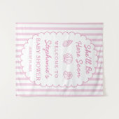 Shell Be Here Soon Fabric Baby Shower Welcome Sign タペストリー (正面(横))