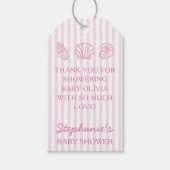 She'll Be Here Soon Pink Sea Shells Baby Shower ギフトタグ (正面)