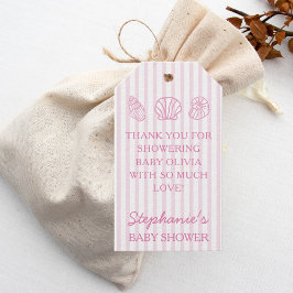 She'll Be Here Soon Pink Sea Shells Baby Shower ギフトタグ