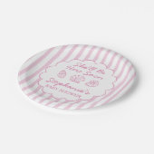 She'll Be Here Soon Pink Sea Shells Baby Shower ペーパープレート (アングル)