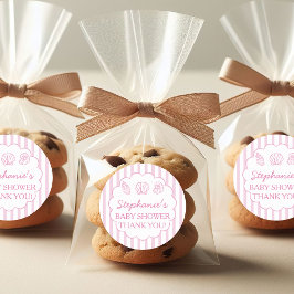 She'll Be Here Soon Pink Sea Shells Baby Shower ラウンドシール