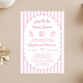 She'll Be Here Soon Sea Shell Girl Baby Shower 招待状