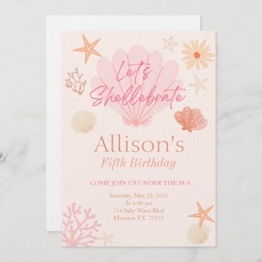 Shell Birthday Invitation  招待状 (正面/裏面)