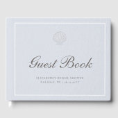 Shell Blue Elegant Coastal Nautical Bridal Shower ゲストブック (正面)