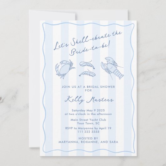 Shell-ebrate Hand-Drawn Crustacean Bridal Shower 招待状 (正面)