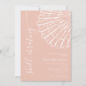 Shell-ebrating Coastal Pink Shell Girl Baby Shower 招待状 (正面)