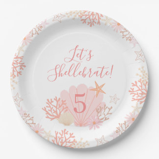 Shell Girl Birthday Party Plates ペーパープレート