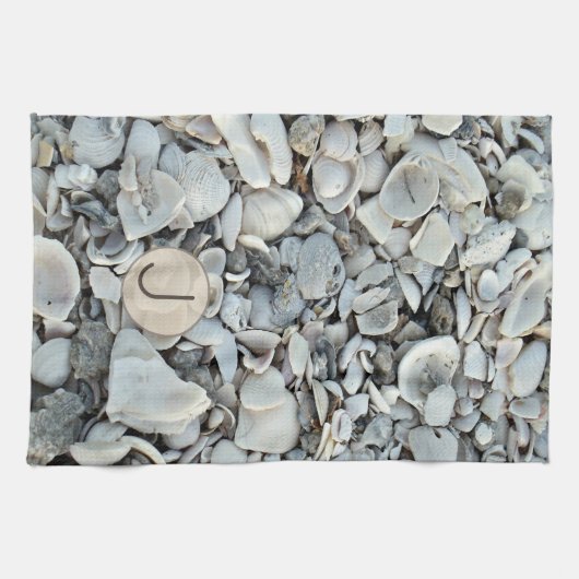 Shell Haven Initial Pattern キッチンタオル (横)