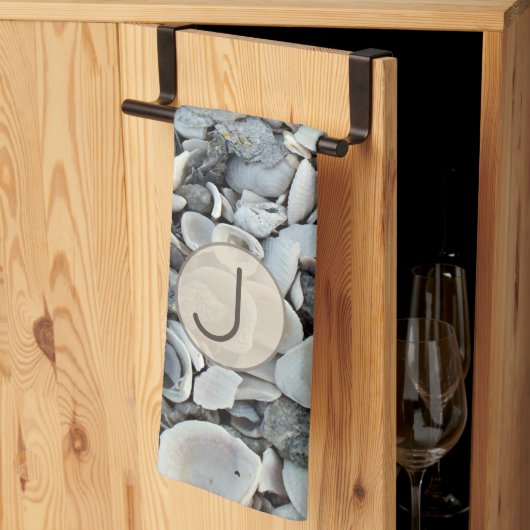 Shell Haven Initial Pattern キッチンタオル (三つ折り)