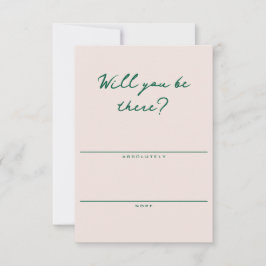 Shell Pink and Green Simple RSVP Card