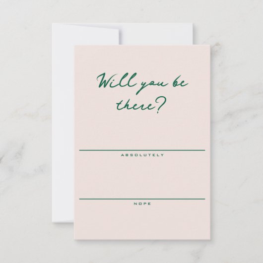 Shell Pink and Green Simple RSVP Card (正面)