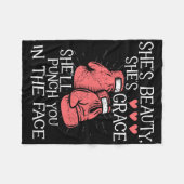 She'll Punch You In The Face - Kickboxer Kickboxin フリースブランケット (正面(横))