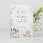 Shell Sketches Elegant Modern Chic QR Code Wedding 招待状 (スタンド正面)