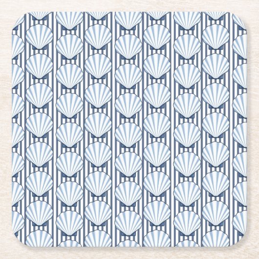 Shell Stripe Elegance! スクエアペーパーコースター (正面)