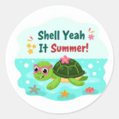 Shell Yeah 夏だね タートルステッカー ラウンドシール (正面)