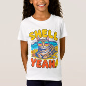 Shell Yeah 夏の猫 - クールビーチガール休暇 Tシャツ (正面)