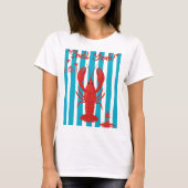"Shell Yeah" Funny Red Lobster Beach Stripes T-Shi Tシャツ (正面)