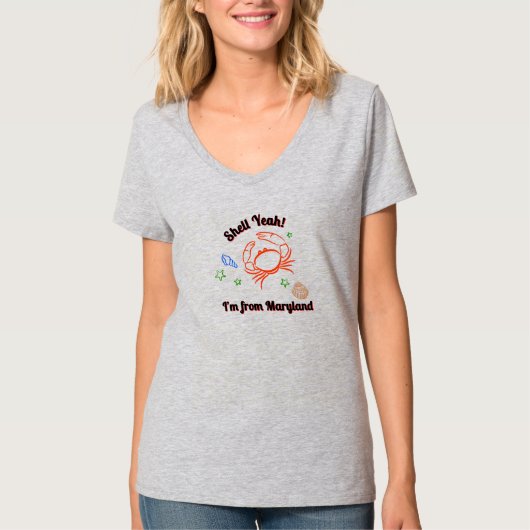 "Shell Yeah! I'm from Maryland" カニTシャツ Tシャツ (正面)