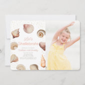 Shellebrate Seashellリアル誕生日写真 招待状 (正面)