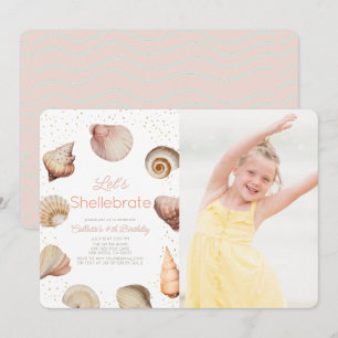 Shellebrate Seashellリアル誕生日写真 招待状