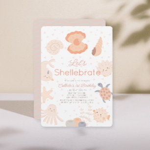 Shellebrate Seashell Lives Pink 1st誕生日 招待状