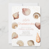Shellebrate Seashell Realistic 1st Birthday 招待状 (正面)