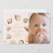Shellebrate Seashell Realistic 1st Birthday Photo 招待状 (正面)