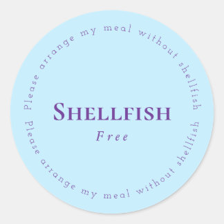 Shellfish Free Request Sticker, Light blue, Purple ラウンドシール