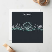 Shells on Dark Green ノートカード (正面/裏面インサイチュ)