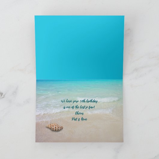 Shells on the Beach Personalized Birthday From All カード (内部)