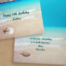 Shells on the Beach Personalized Birthday From All カード