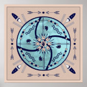 Sheltering Moon Native Symbol Mandala Poster Print ポスター (正面)