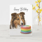 Sheltie Birthday Cake Inspector カード (黄色い花)