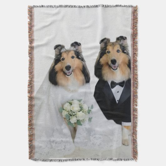 Sheltie Bride & Groom スローブランケット (正面縦)